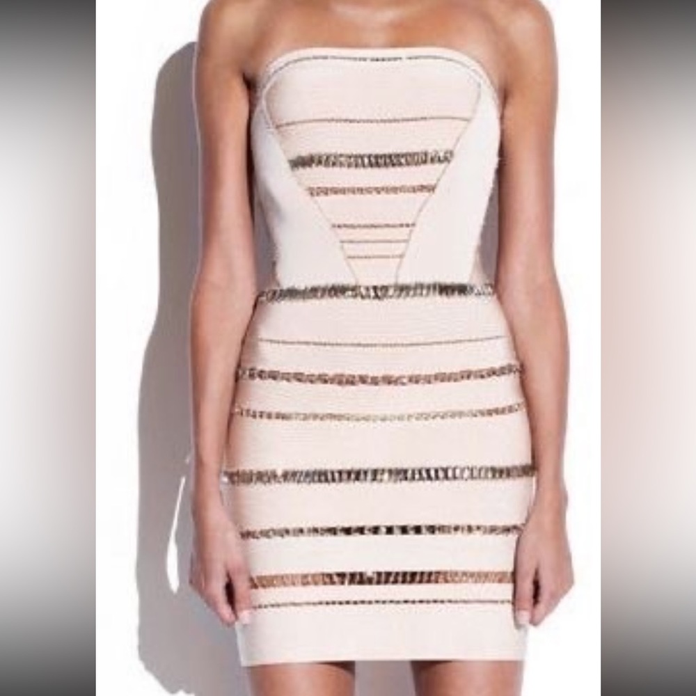 Herve Ledger Bandage Beaded Dress